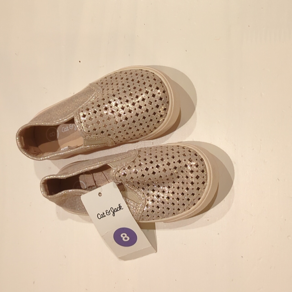 New Cat & Jack Toddler Gold Slip On Size 8